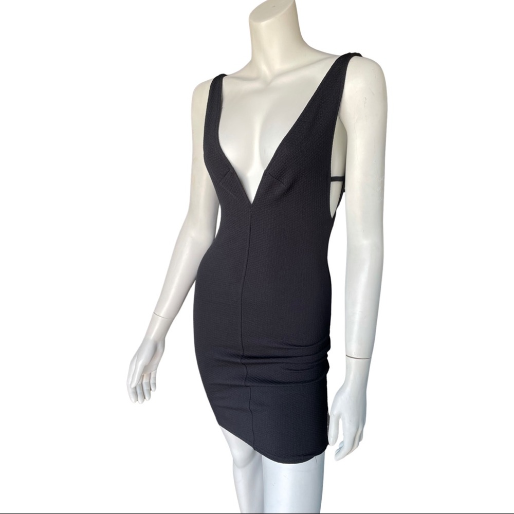 Oh My Love Black Deep V Mini Dress